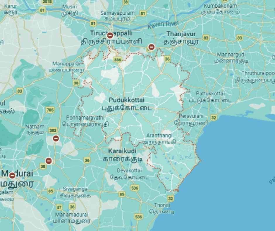 Pudhukottai district map