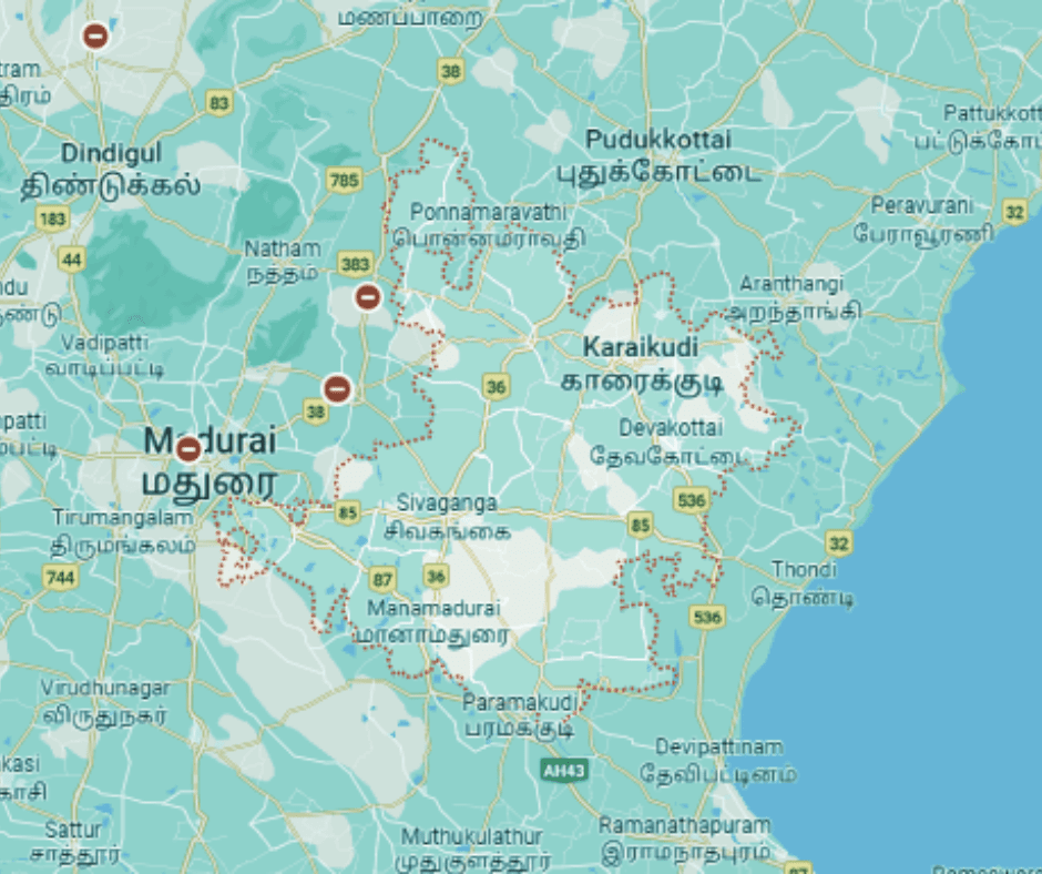 Sivagangai district map