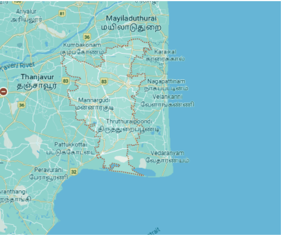 Thiruvarur district map